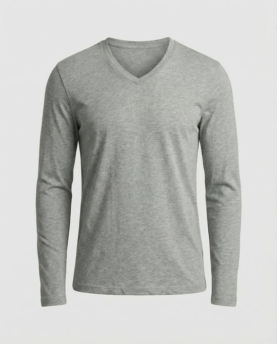 Herren lässiges V-Ausschnitt Langarmshirt R&B