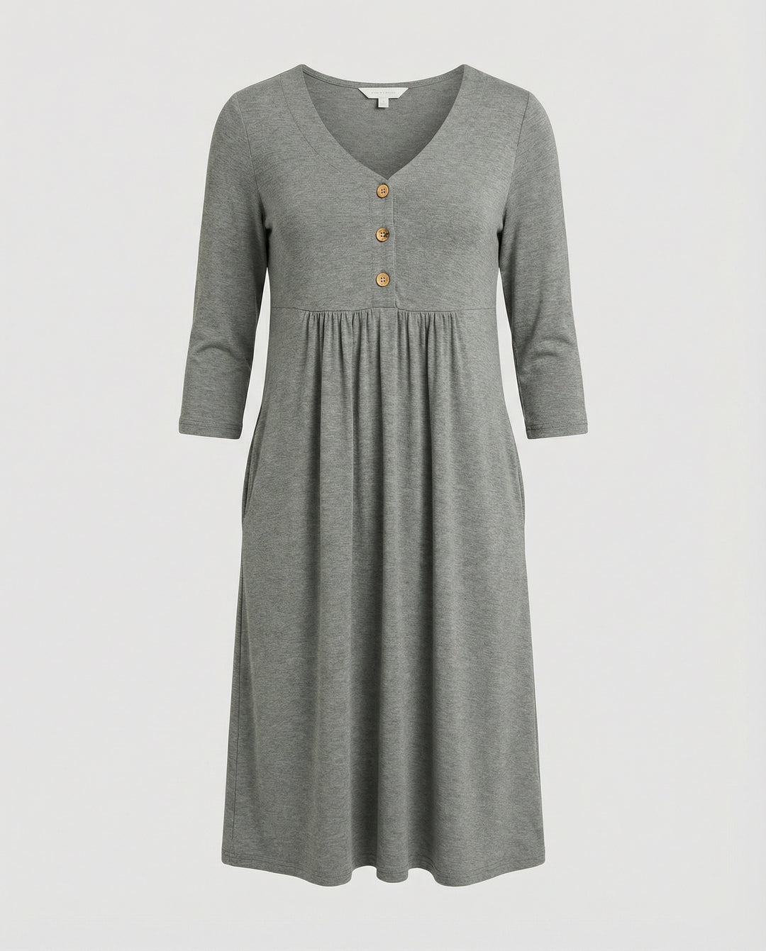 Damen Midikleid Empire V-Ausschnitt