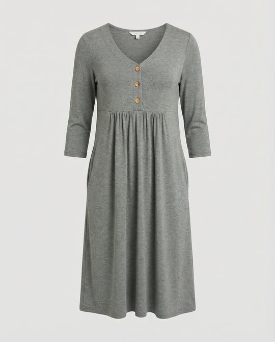 Damen Midikleid Empire V-Ausschnitt