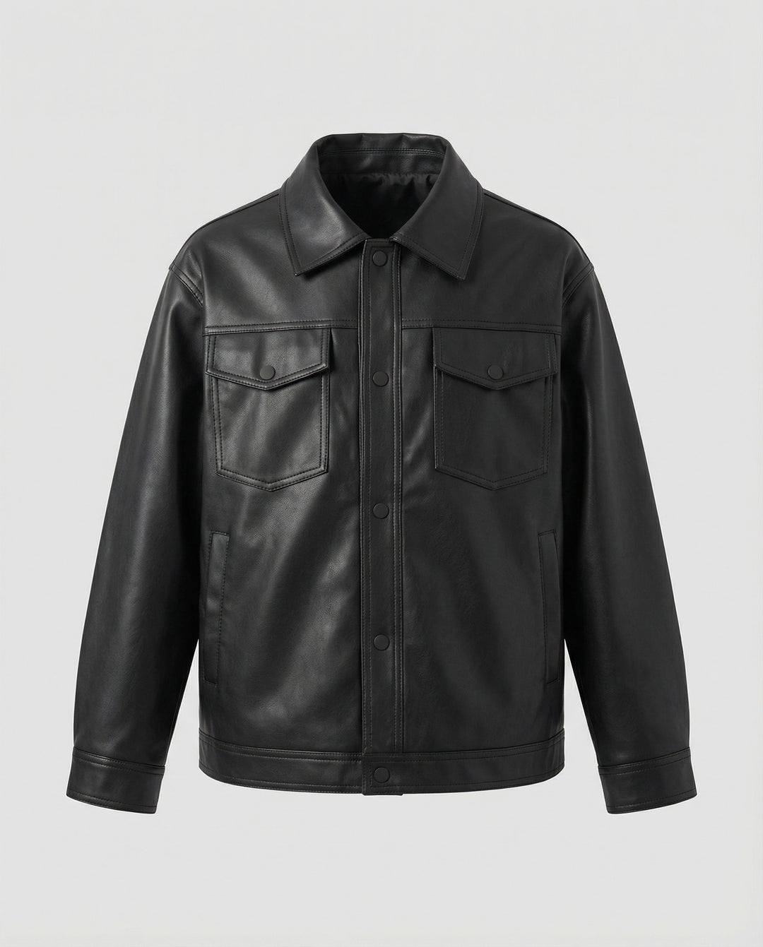 Herren Klassische Kunstlederjacke mit Taschen