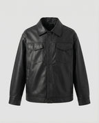 Herren Klassische Kunstlederjacke mit Taschen