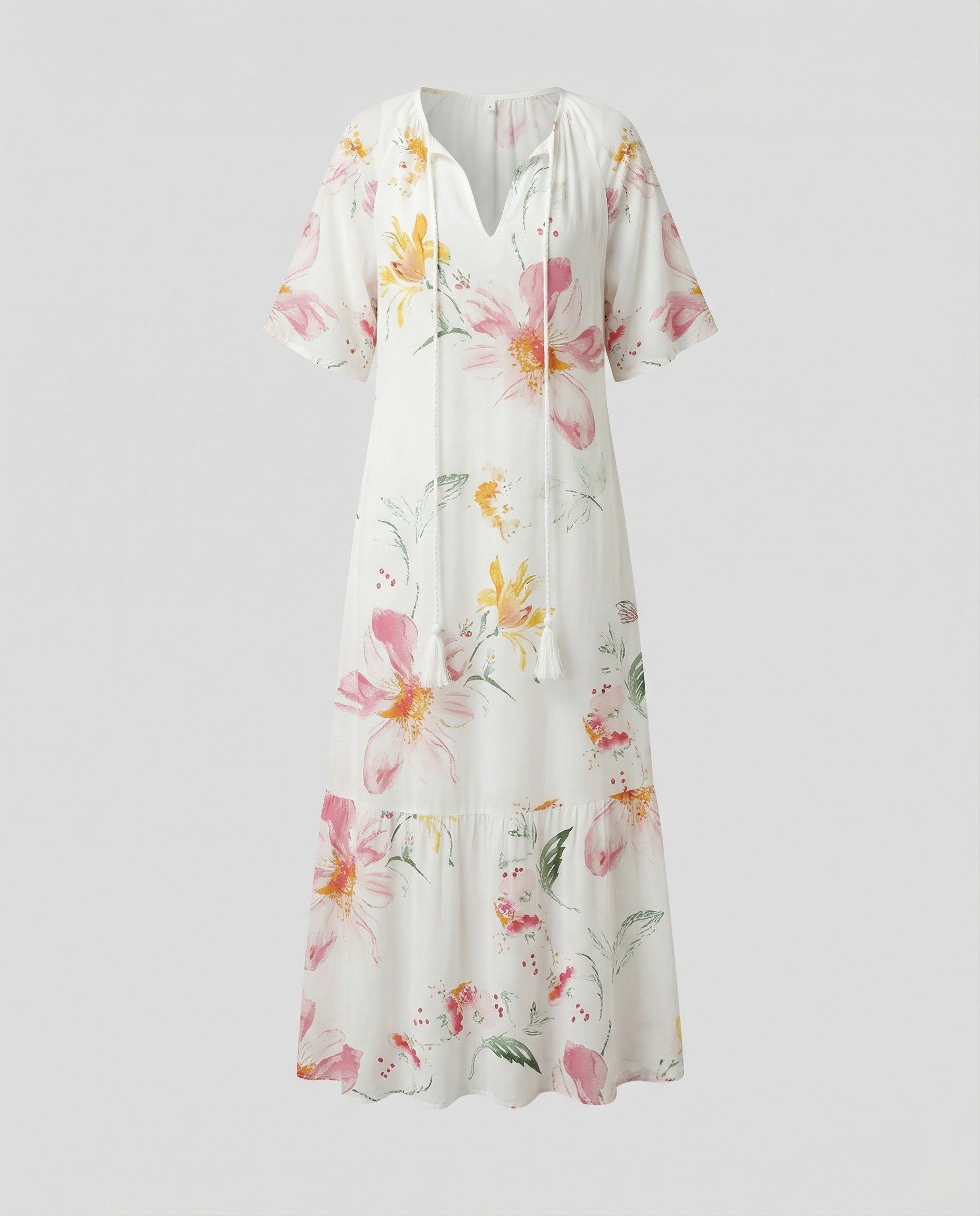 Boho Maxikleid Damen Kordelzug