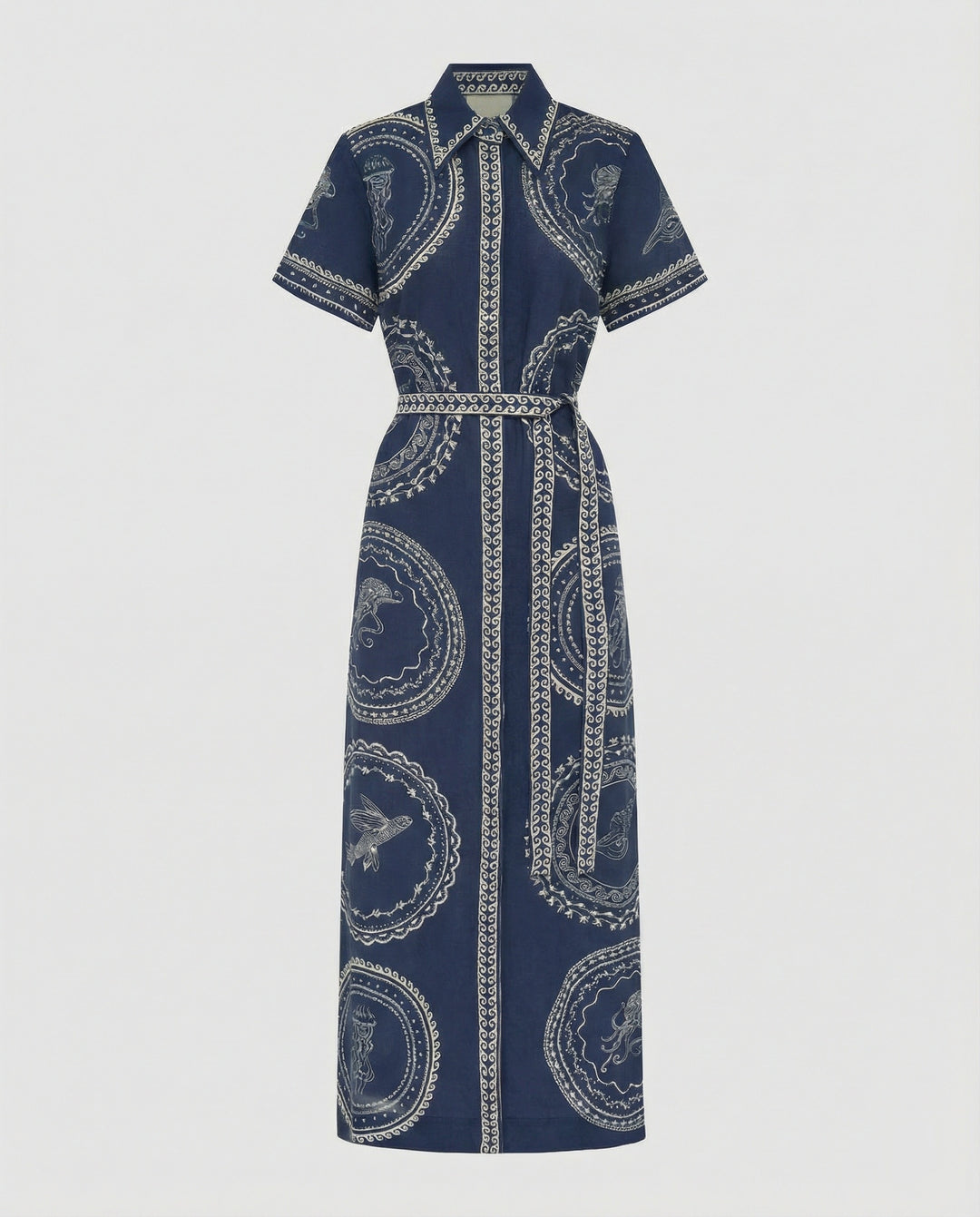 Maxikleid Damen Hemdblusenkleid Print