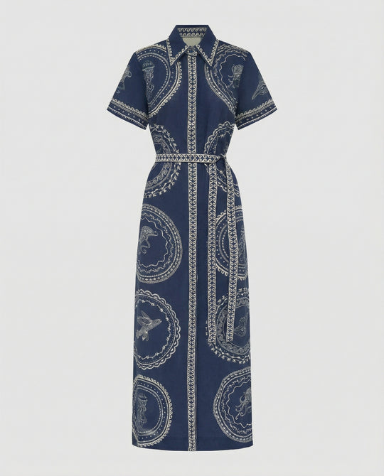 Maxikleid Damen Hemdblusenkleid Print