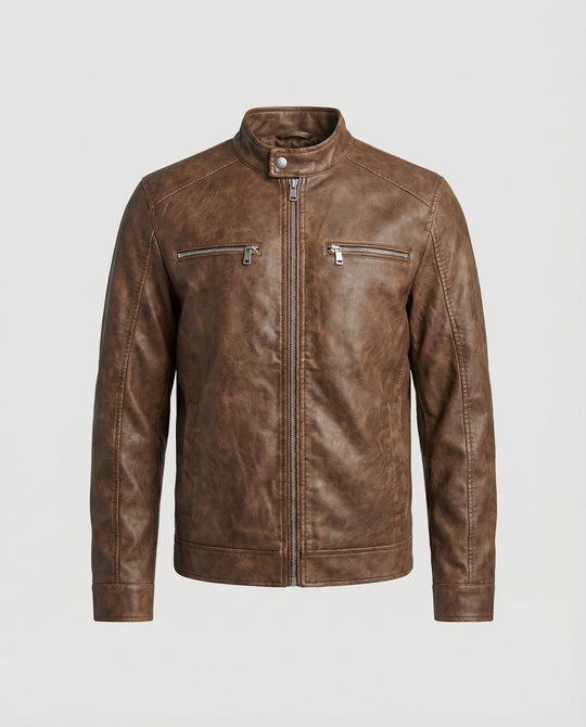 Herren Vintage Lederjacke asymmetrisch