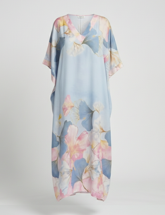 Damen Maxikleid Leinen Kaftan