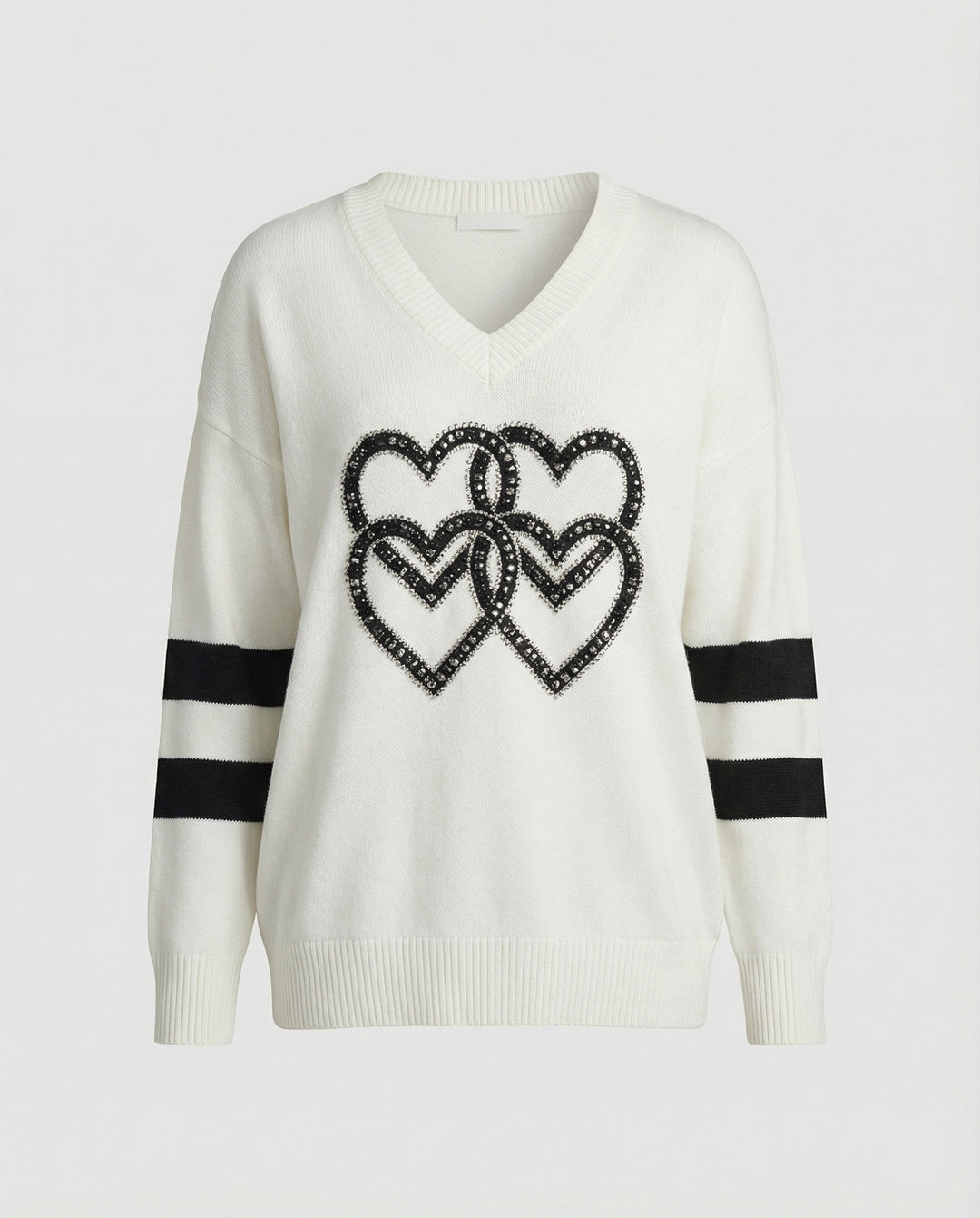 R&B | Damenpullover mit Herzmuster & V-Ausschnitt