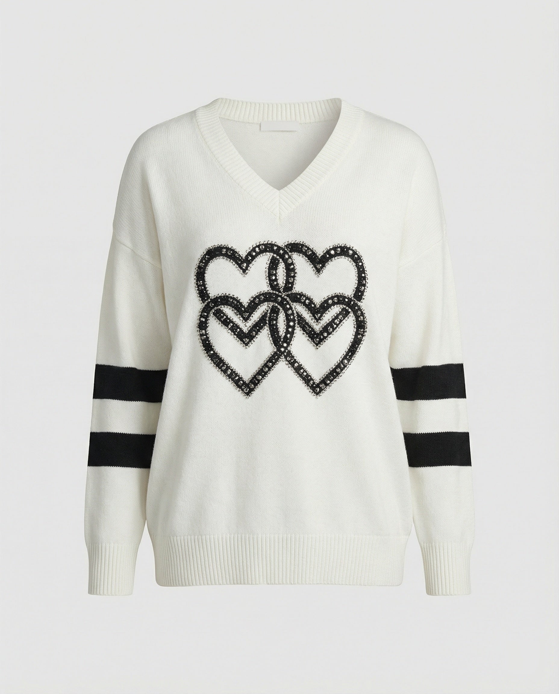 R&B | Damenpullover mit Herzmuster & V-Ausschnitt