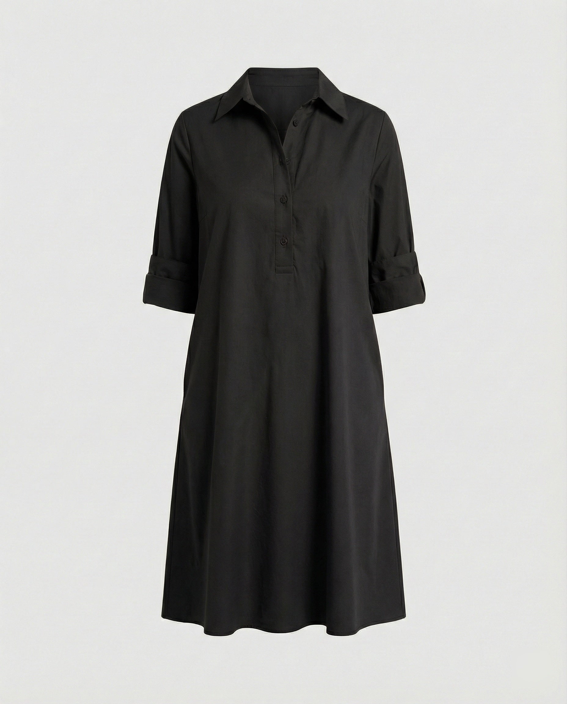 Hemdblusenkleid mit Umlegekragen & Dreiviertelärmel