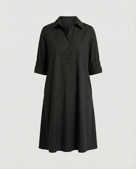 Hemdblusenkleid mit Umlegekragen & Dreiviertelärmel