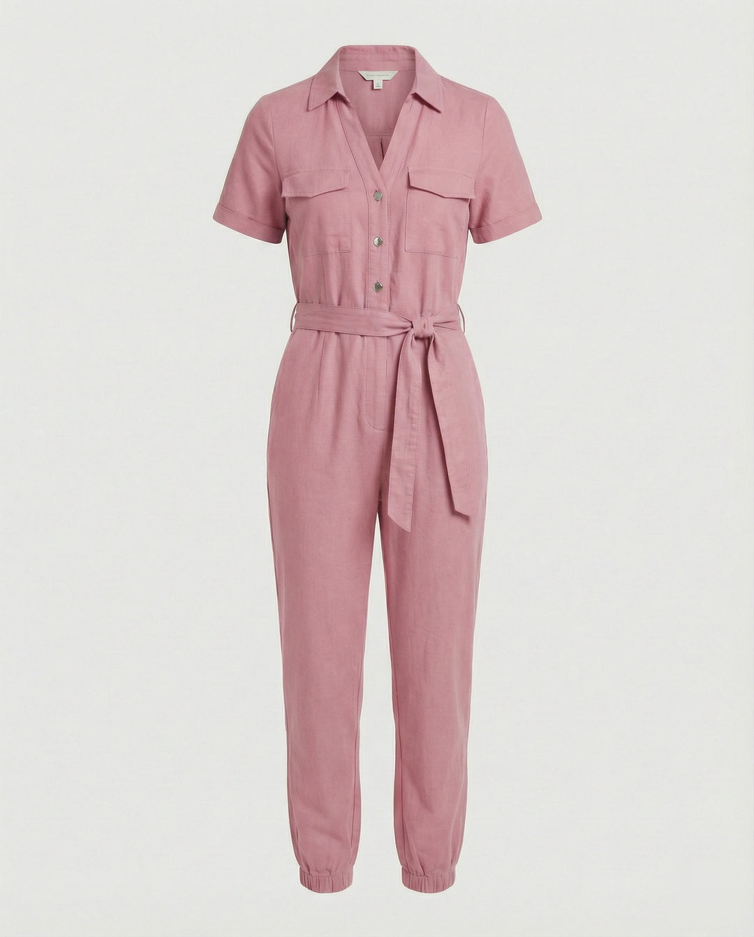 Damen lässiger Jumpsuit mit tailliertem Schnitt und durchgehender Knopfleiste R&B