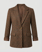 Karierter Blazer mit Revers und einem Knopf