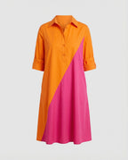 Hemdblusenkleid mit Umlegekragen & Dreiviertelärmel