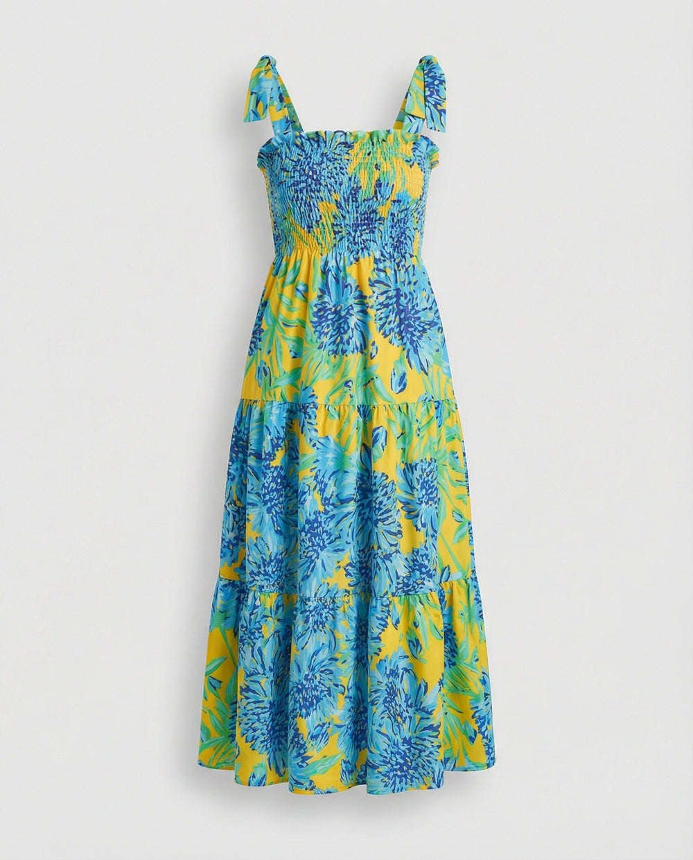 Damen Maxikleid Sommer mit Stufenrock