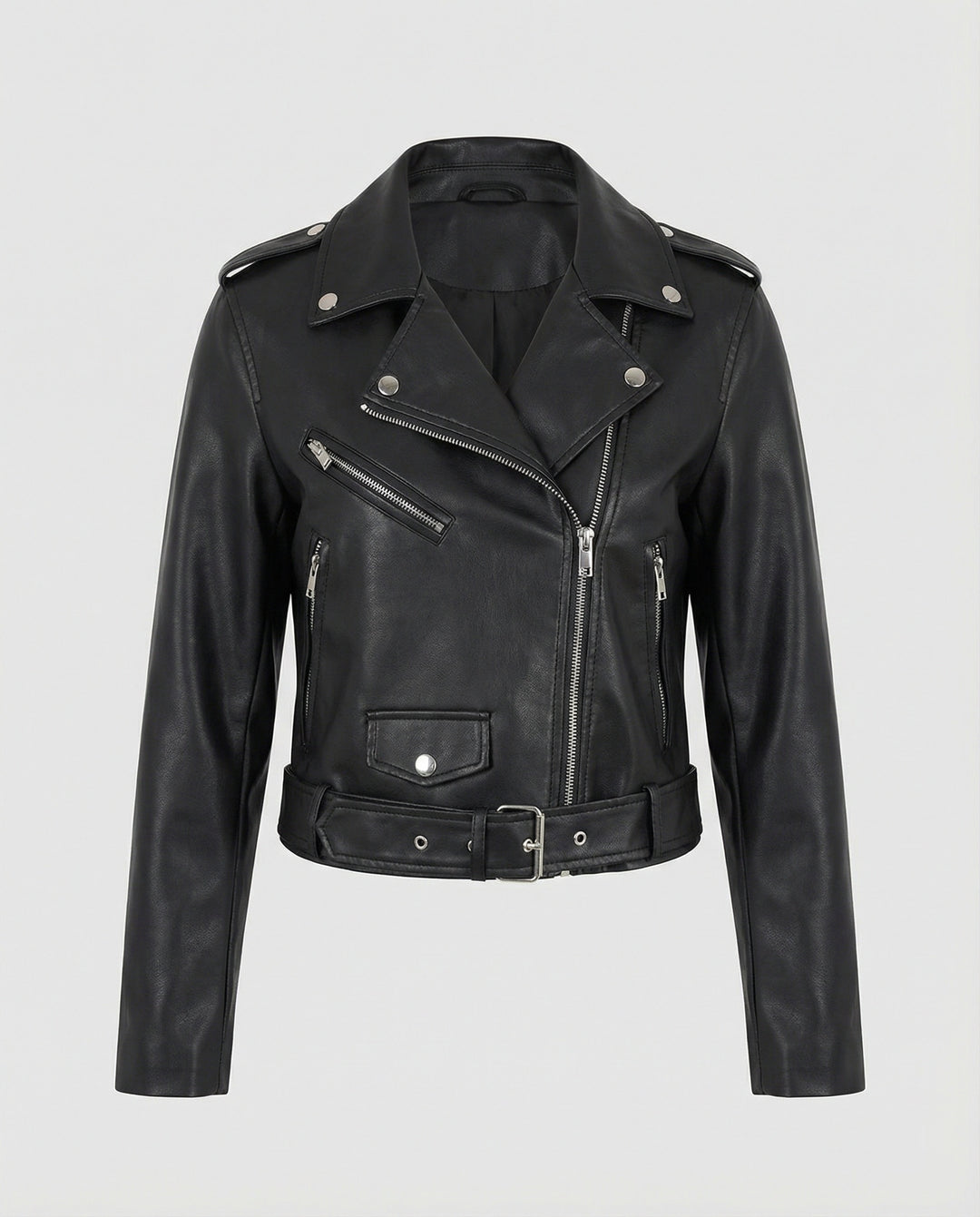 Damen Kunstleder Bikerjacke mit modernen Details