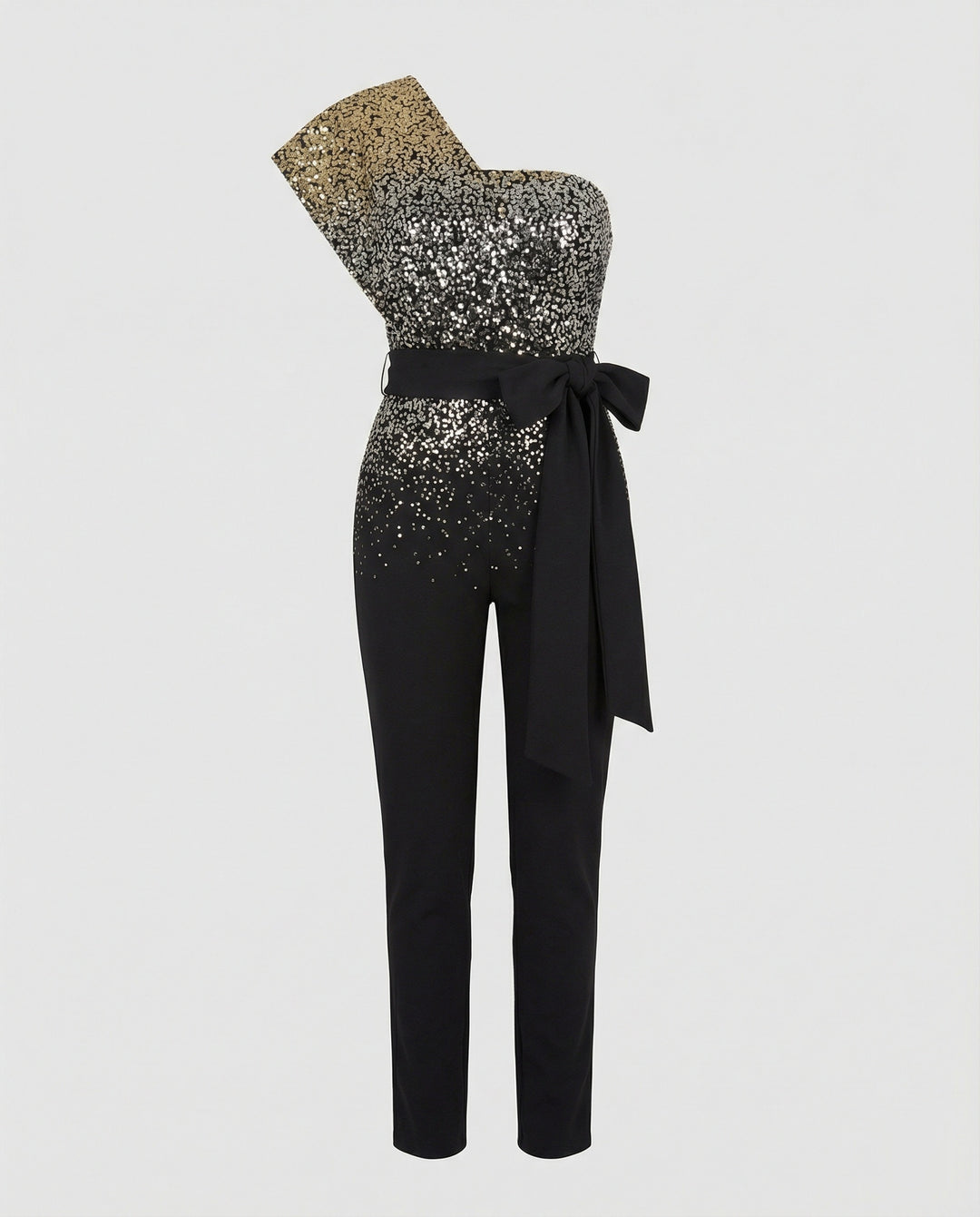 Damen Luxuriöser Overall mit Schleifengürtel & Funkelnden Details | R&B