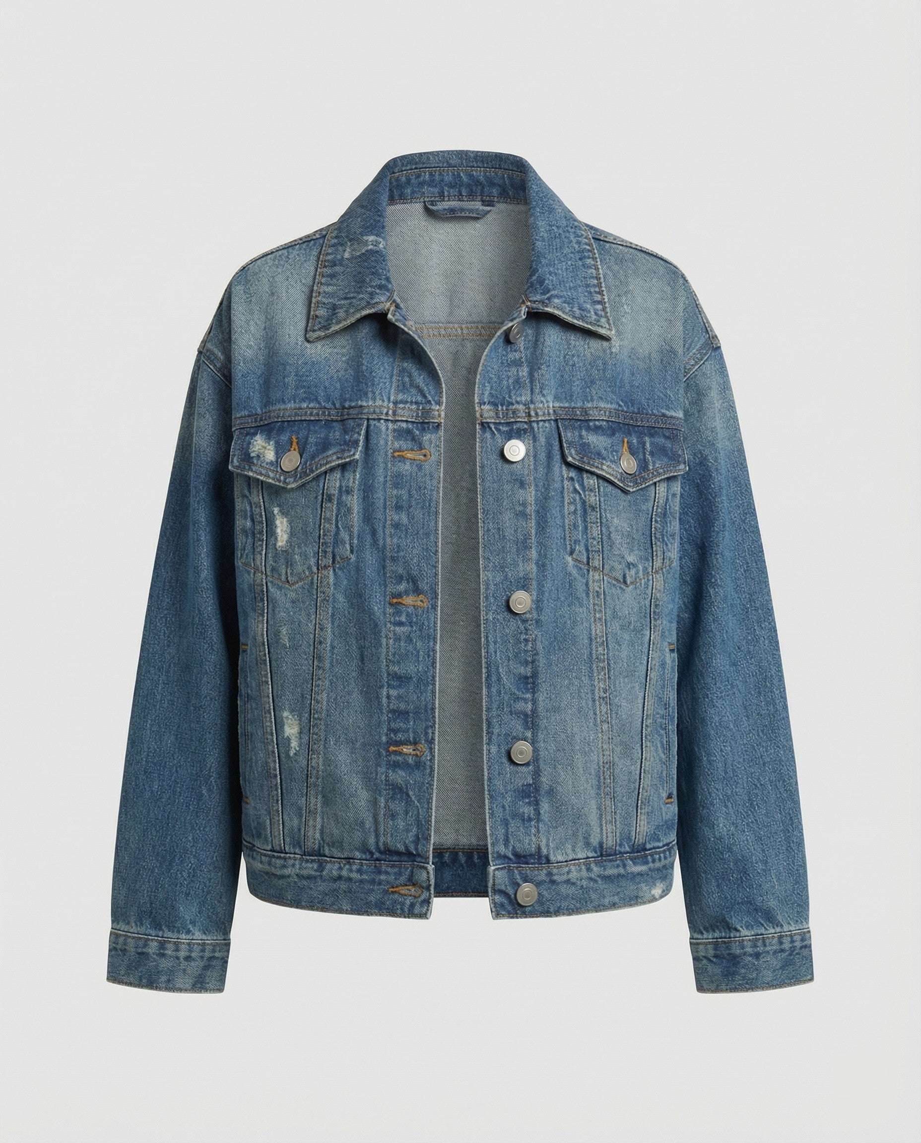Damen Jeansjacke weit Used Look