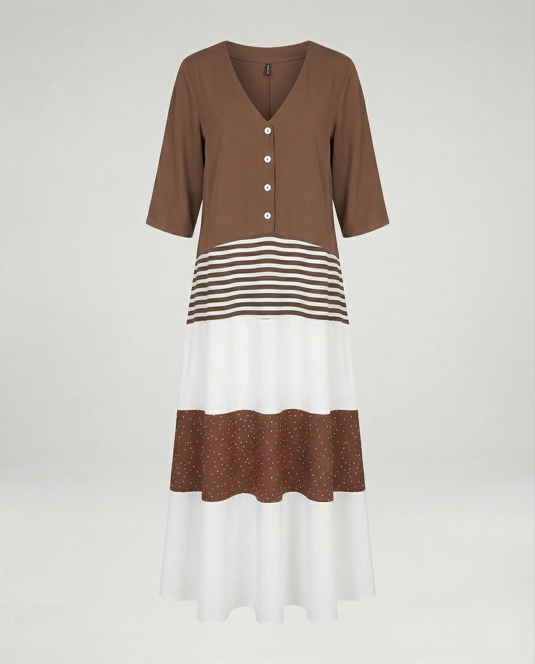 Damen Maxikleid mit Knopfleiste Stufen