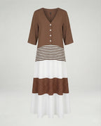 Damen Maxikleid mit Knopfleiste Stufen