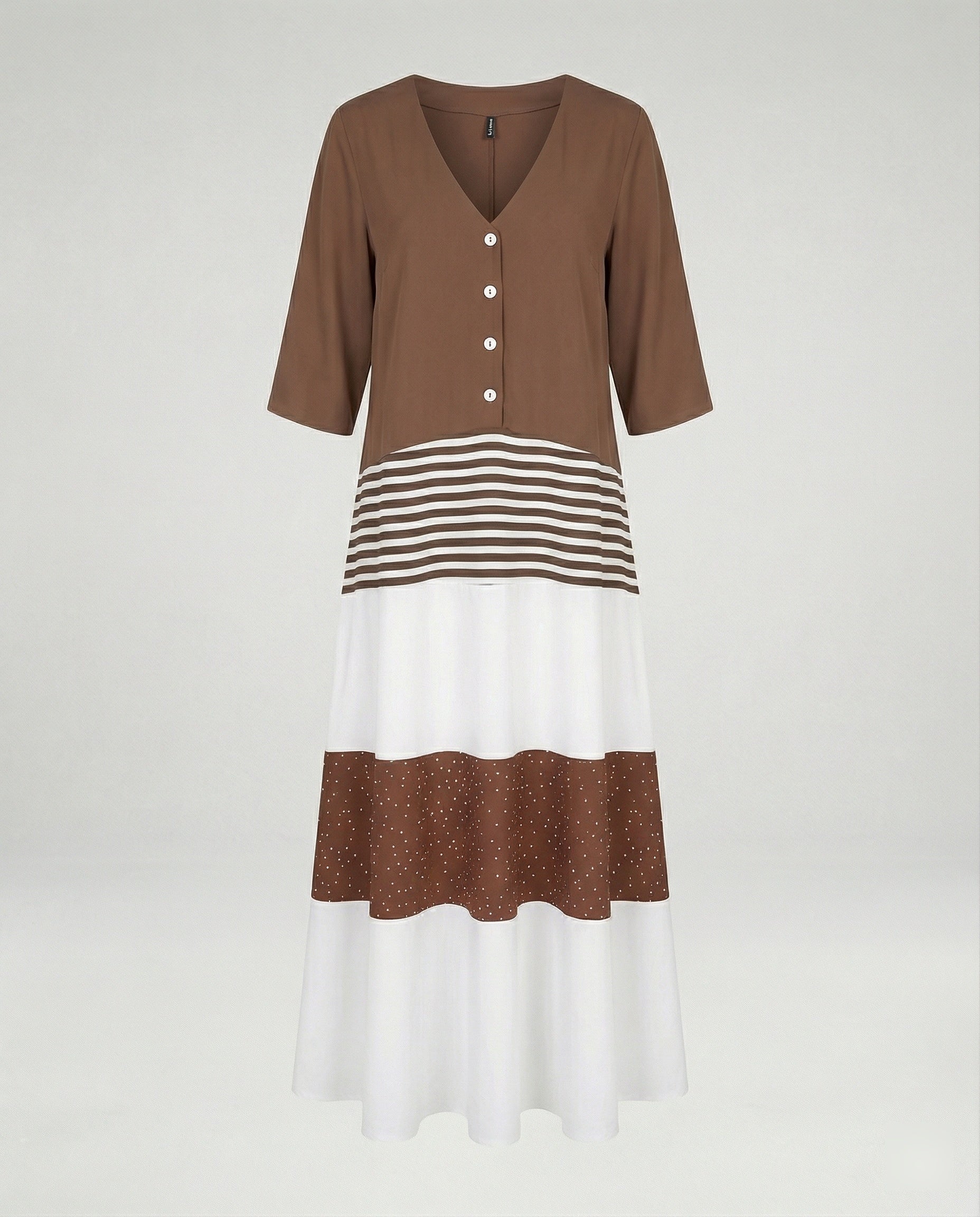 Damen Maxikleid mit Knopfleiste Stufen