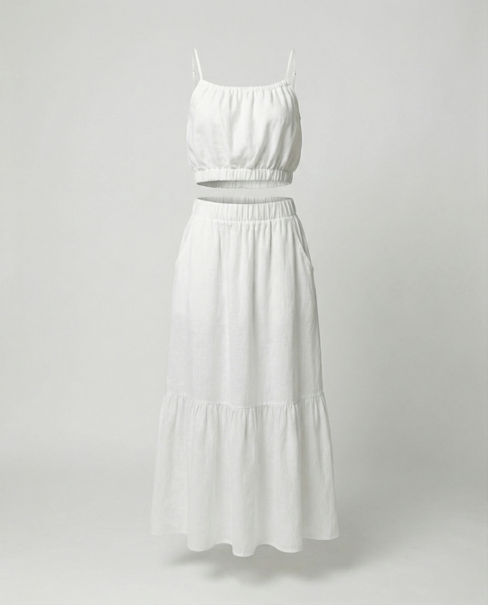 Damen Sommerliches Zweiteiler-Kleid mit fließendem Schnitt und praktischen Taschen R&B
