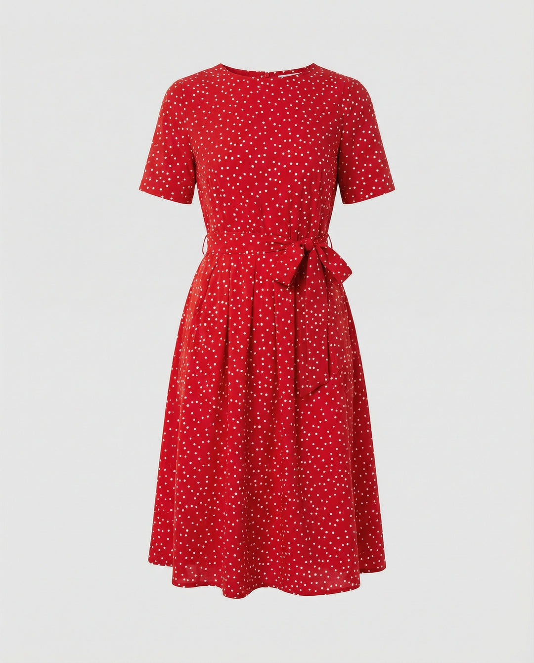 Damen Midi-Kleid mit Taillengürtel und Punkten