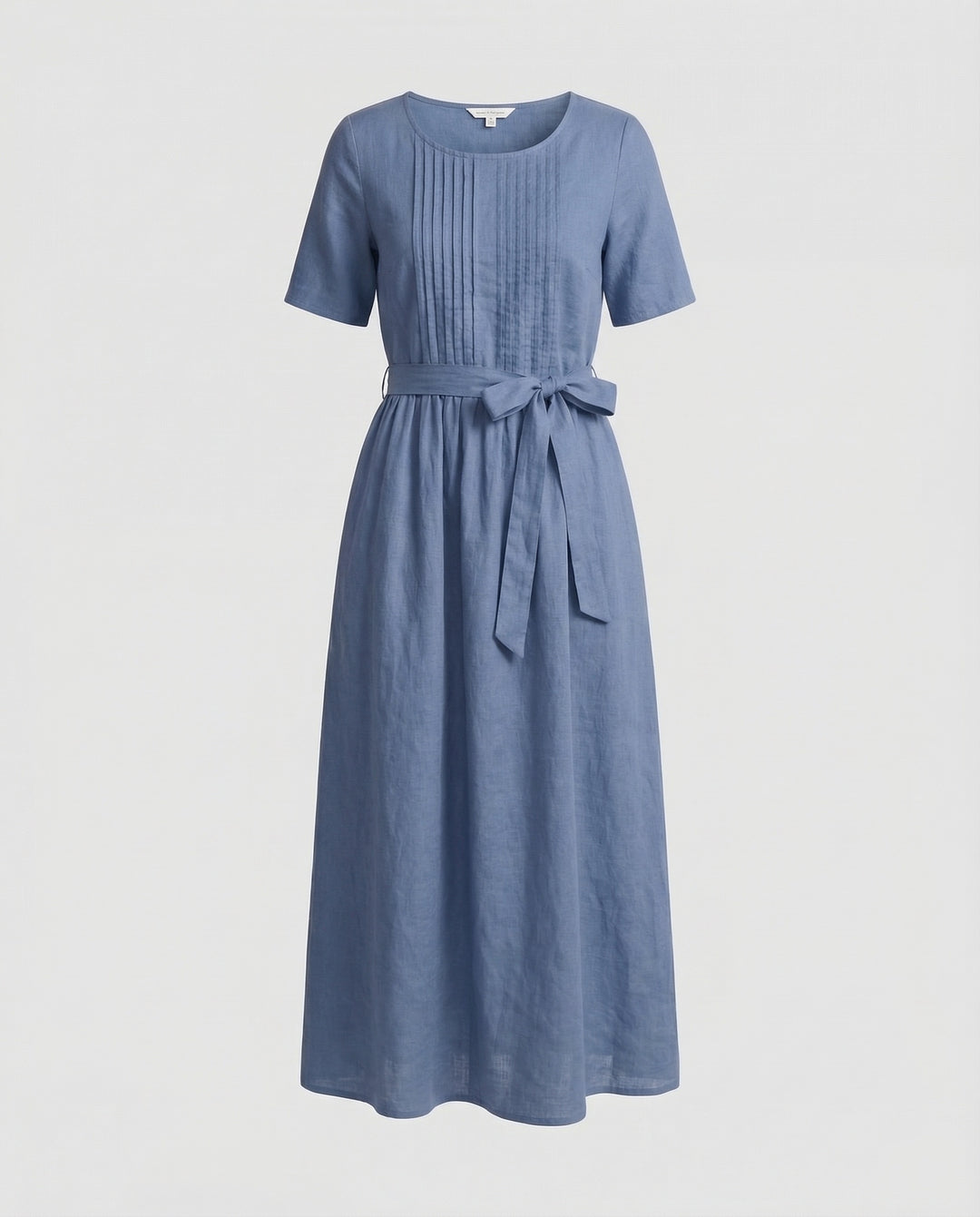 Damen Leinen Maxikleid Gürtel
