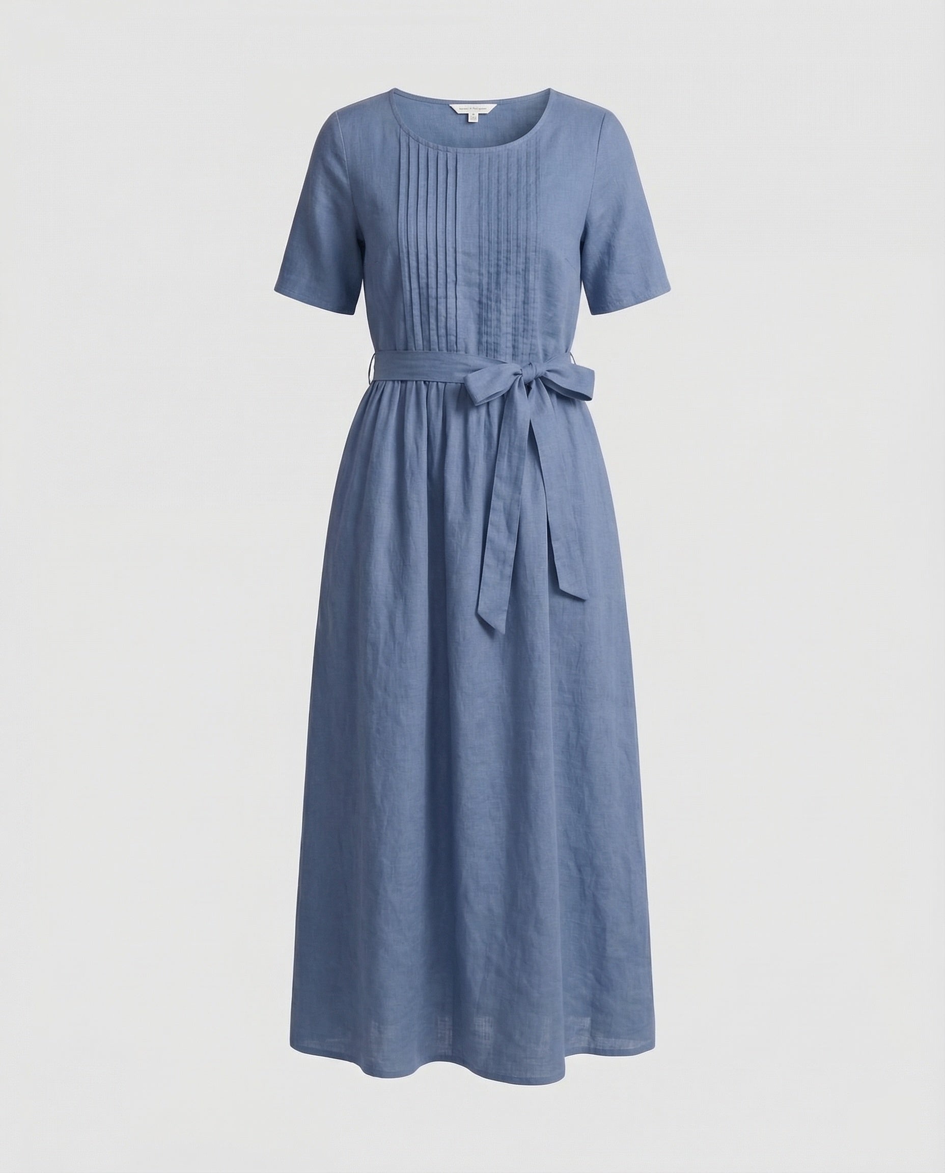 Damen Leinen Maxikleid Gürtel