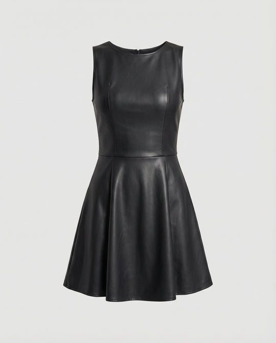 Damen Lederkleid mit schwingendem Rock