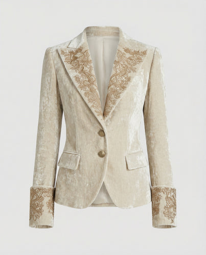 Damen Blazer Samt Stickerei