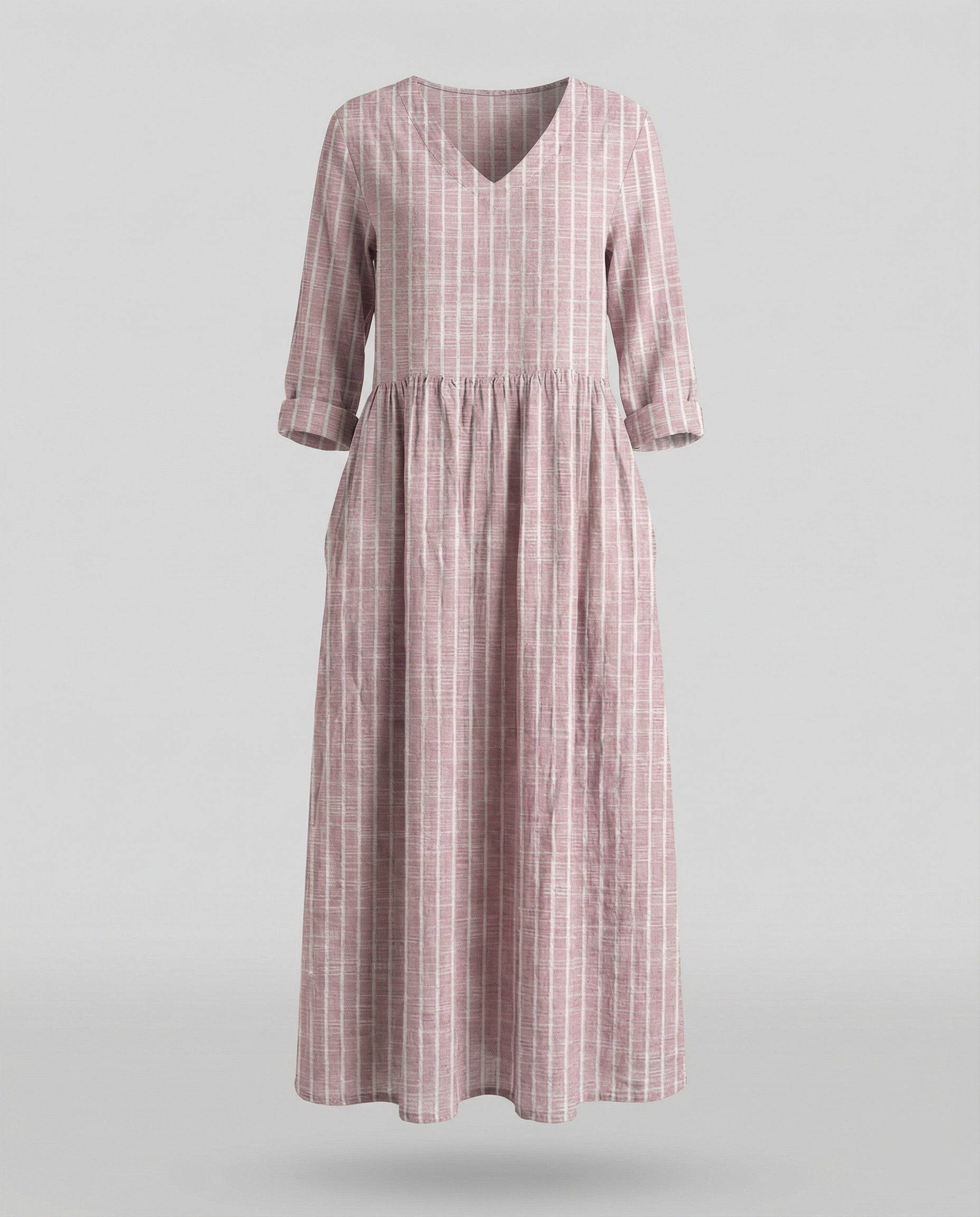 Damen Boho Maxikleid Sommer Leinenoptik