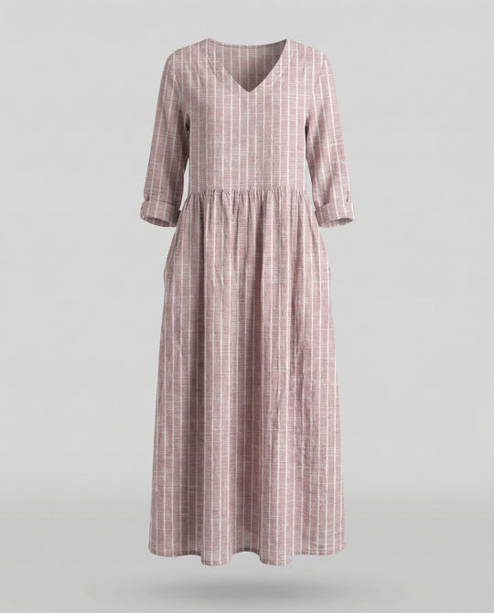 Damen Boho Maxikleid Sommer Leinenoptik