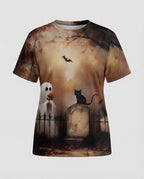 Kurzarmshirt Totenkopf Print Damen