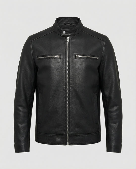Herren Elegante Kunstlederjacke mit Steppdetails