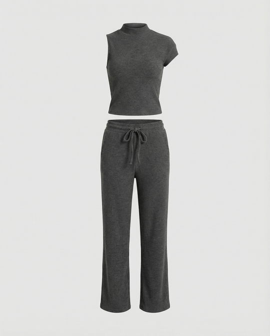 Damen Off-Shoulder Jumpsuit mit elastischem Bund und lässigem Schnitt R&B