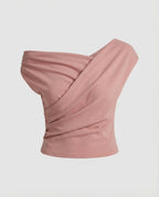 Damen Elegantes Drapiertes Oberteil mit asymmetrischem Schnitt R&B