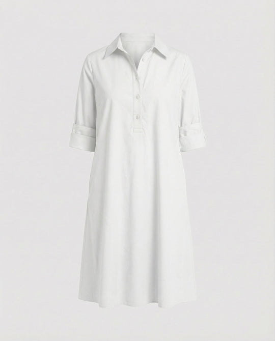 Hemdblusenkleid mit Umlegekragen & Dreiviertelärmel