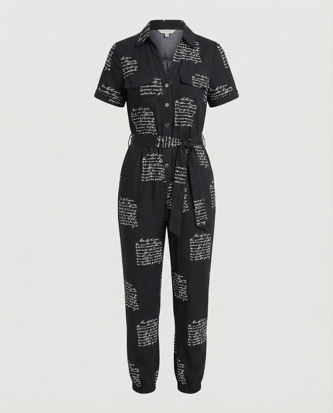 Damen lässiger Jumpsuit mit tailliertem Schnitt und durchgehender Knopfleiste R&B