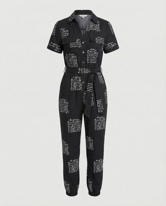 Damen lässiger Jumpsuit mit tailliertem Schnitt und durchgehender Knopfleiste R&B