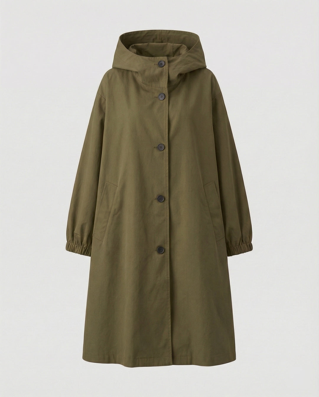 R&B | stilvolle lange Damenjacke mit Kapuze