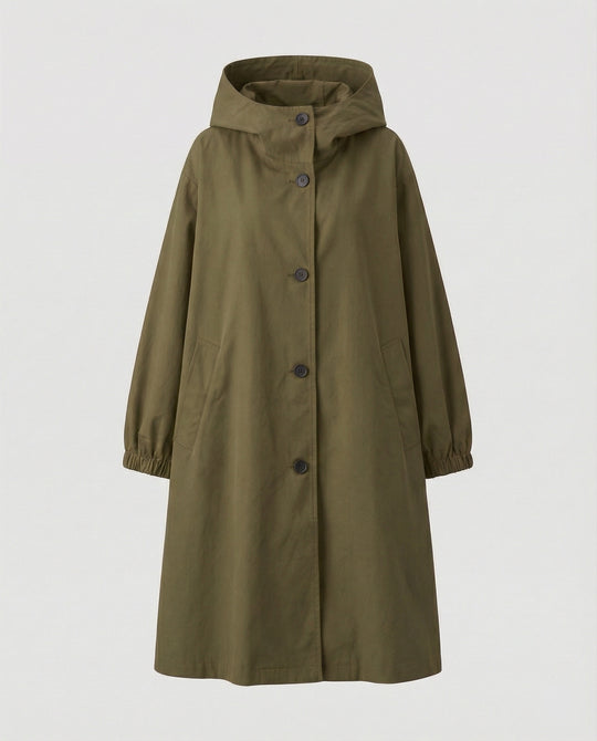R&B | stilvolle lange Damenjacke mit Kapuze