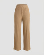 Damen elegante weit geschnittene Sommerhose mit feiner Rippstruktur R&B