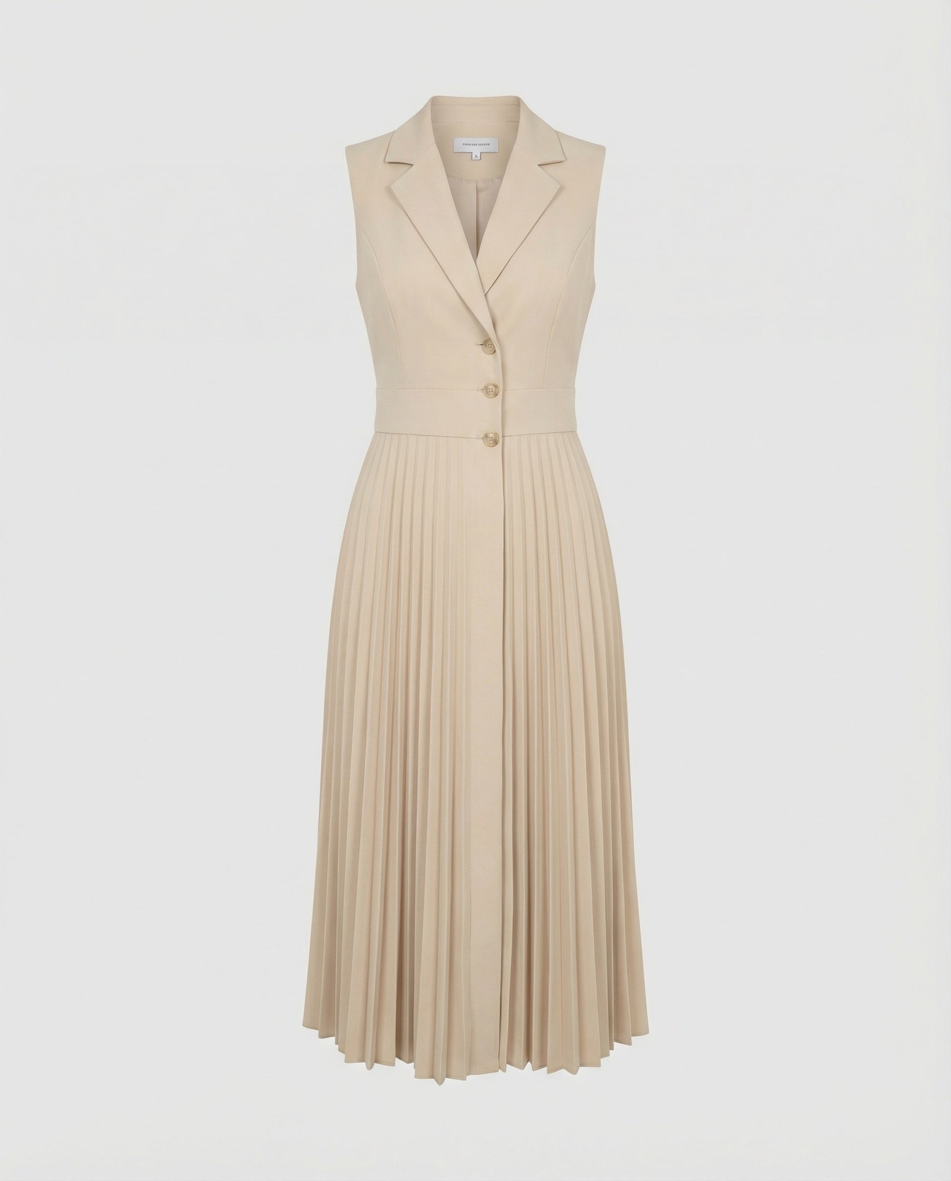 Damen Midikleid ärmellos mit Plisseerock