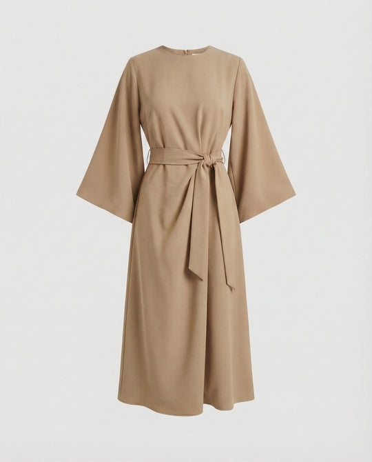 R&B | Elegantes Kleid mit Laternenärmeln und Gürtel
