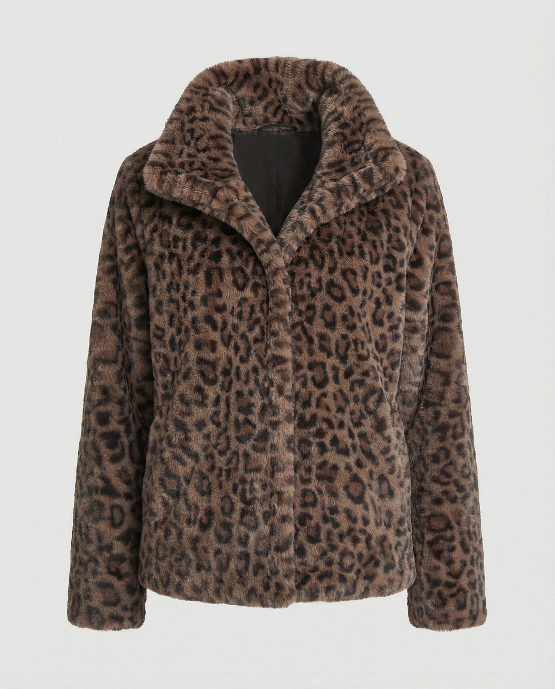 R&B | Mantel - Kunstpelz - Oversized Fit - Reverskragen - Leopardenprint
