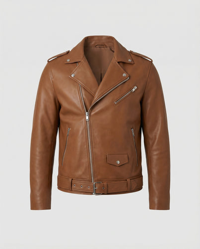 Herren Bikerjacke Kunstleder tailliert