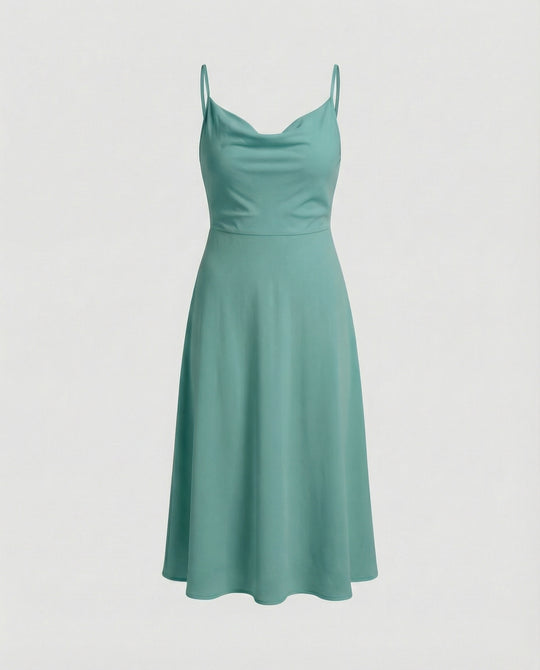 R&B | Lange Drapierte Kleid mit Eingebautem Bh