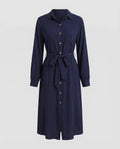 Freizeitkleid Damen Hemdblusenkleid mit Taillengürtel