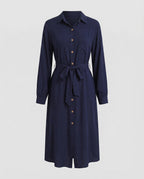 Freizeitkleid Damen Hemdblusenkleid mit Taillengürtel