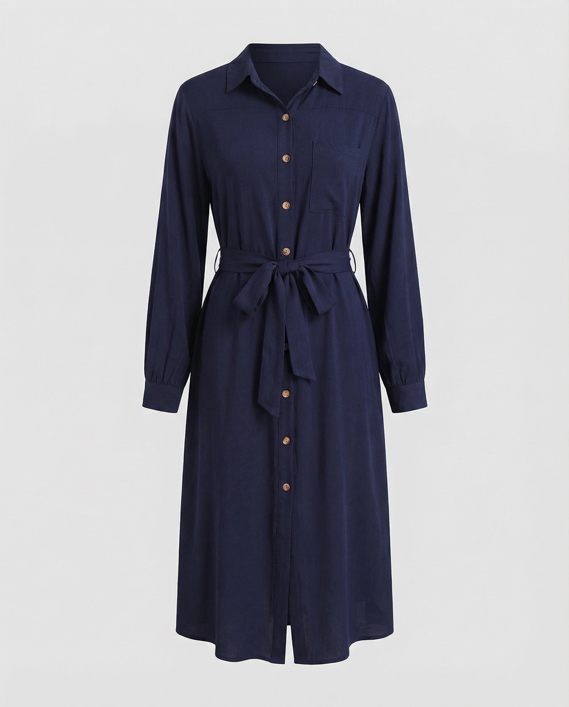 Freizeitkleid Damen Hemdblusenkleid mit Taillengürtel